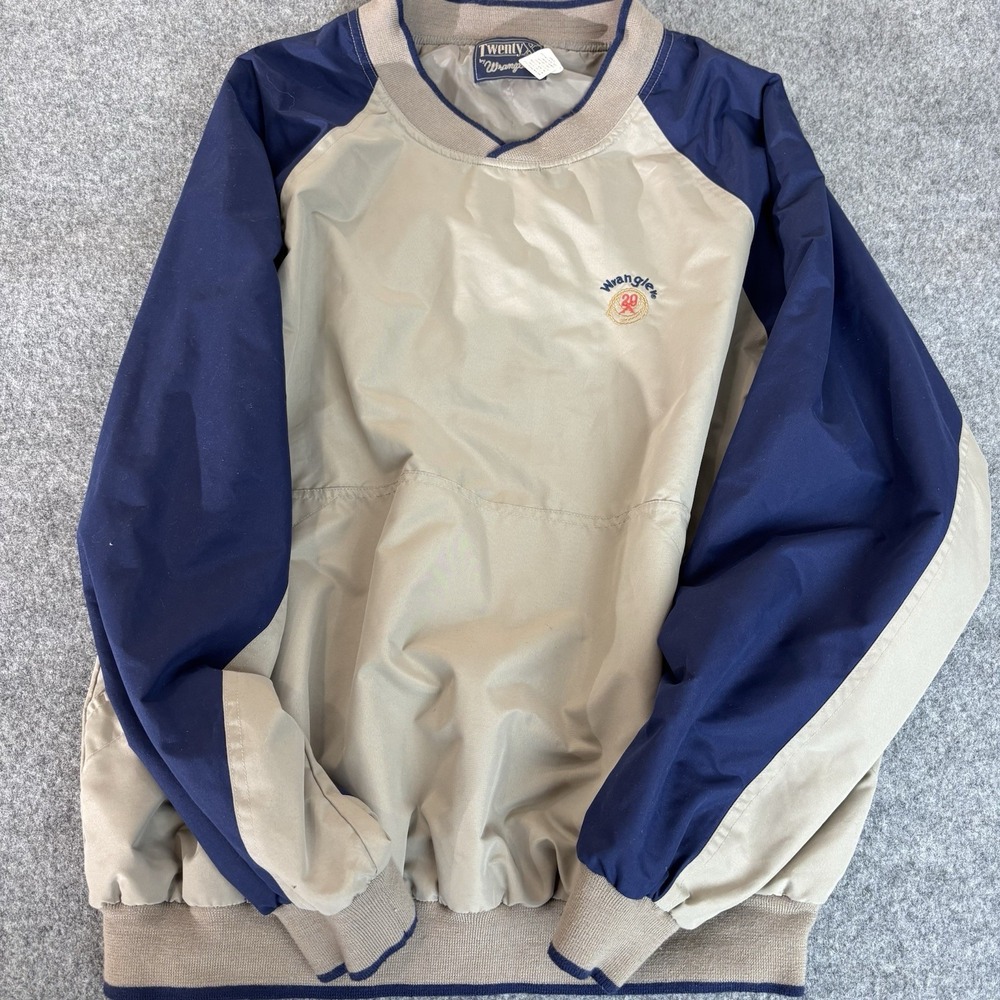Vintage Wrangler Twenty X Men's XL Pullover Windbreaker Jacket Beige Blue Y2K